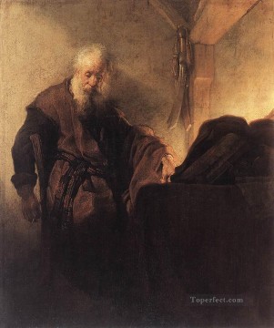 Rembrandt van Rijn Painting - San Pablo en su escritorio Rembrandt